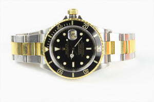 Authentic Rolex Submariner 16613 2 Tone Black Gold Watch